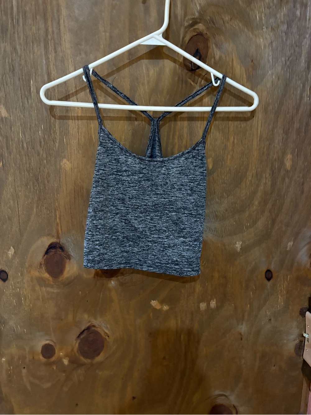 SHEIN Strappy Back Gray Space Dye Cropped Tank Top Size: Medium